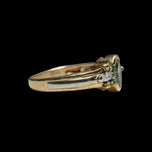 14K Yellow & White Gold Green Beryl & Diamond Ring Size 7.5