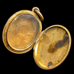 Antique Engraved / Etched Brass Locket With Persian Turquoise Coloured Glass Locket