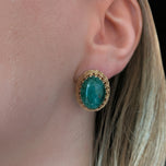 14K Yellow Gold Jadeite Cabochon Earrings