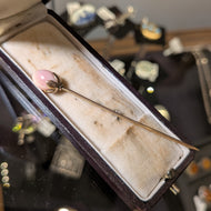 Antique Carved Coral and 10K Gold Stick Pin