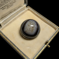 Brass Black Banded Agate / Sulemani Hakik Cabochon Brooch