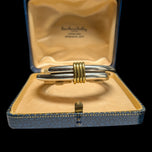 Mexico Sterling Silver Double Banded Cuff Bracelet with Brass Accents