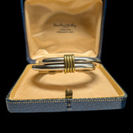 Mexico Sterling Silver Double Banded Cuff Bracelet with Brass Accents