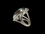 Sterling Silver & Natural Spider Web Turquoise Feather Ring Size 6.5