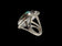 Sterling Silver & Natural Spider Web Turquoise Feather Ring Size 6.5