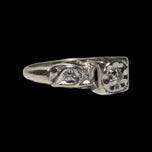 14K White Gold & Diamond Art Deco Scrollwork Ring Size 4 3/4