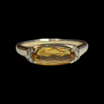 14K Yellow Gold Cushion Cut Citrine Ring Size 5 3/4