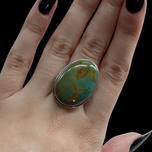 Sterling Silver Turquoise Navajo Chief Dodge Designer Ring Size 10.5 E.J. Bighand