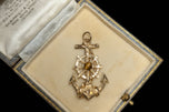 10K Yellow Gold Tiger's Eye Anchor & Wheel Pendant