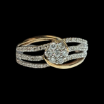 10K Yellow & White Gold Diamond Flower Cluster Ring Split Shank Size 6 3/4