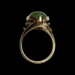 10K Yellow Gold Oval Cut Jade Ring Size 6.5