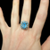 10K Yellow Gold Emerald Cut Blue Topaz Cocktail Ring Size 7 3/4