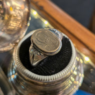 Men's 10K Gold and Sterling Engraved Monogram Ring Size 12.5