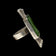 Modernist / Brutalist Sterling Silver Green Glass Abstract Statement Ring Size 7 Signed JJ