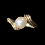 10K Yellow Gold Pearl Ring Size 5 1/4