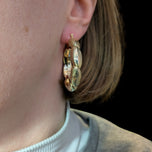 14K Yellow Gold Hollow Chunky Twist Hollow Hoops