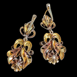 14K Yellow Gold Ornate Russian Antique Earrings