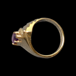 10K Yellow Gold Teardrop Amethyst & Diamond Ring Size 5 1/4