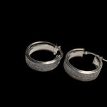 10K White Gold CZ Stardust/ Glitter Finish Hoop Earrings Made in Italy by Bella