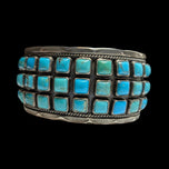 Verdy Jake Native American Navajo Natural Turquoise Mosaic Sterling Silver Cuff