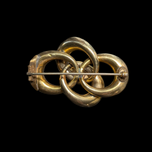 Antique Gold Filled Victorian Garnet Cabochon Love Knot Brooch