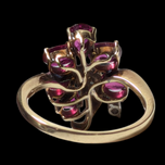 10K Yellow Gold Ruby and Diamond Cluster Ring Size 6