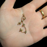 Edwardian 10K Yellow Gold & Seed Pearl Twisting Leaf Vine Lavalier Pendant