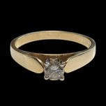14K Yellow Gold and Diamond 0.25 CT Solitaire Estate Ring Size 7