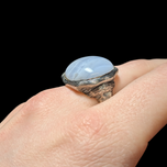 Clyde Duneier Sterling Silver Blue Lace Agate Statement Ring Size 9