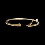 10K Yellow Gold Diamond Bangle Bracelet with White Gold Face