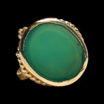 9K Yellow Gold British Royal Crown 3-D Pendant / Charm with Green Chalcedony