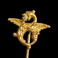Antique 14K Yellow Gold Griffin Stick Pin With Diamond Eye