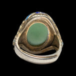 Early Chinese Export Ring Gilt Silver, Enamel and Jade Butterflies