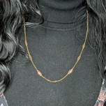 10K Yellow Gold 24" Long Station Chain Necklace