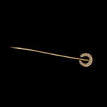 Antique Victorian 14K Yellow Gold & Seed Pearl Horseshoe Stick Pin