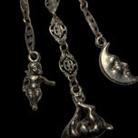 Early Designer Leo Glass Repousse Art Nouveau Chatelaine Brooch: Steel