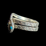 Sterling Silver Snake Ring With Turquoise Eyes - Native American - Zuni