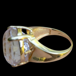 14K Gold Natural Pink Kunzite Statement Ring Oval Cut
