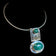 Sterling Silver Mexican Geometric Malachite Articulated Pendant Collar / Choker Necklace