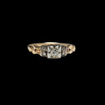 18K Yellow Gold Art Deco Diamond Engagement Ring Size 8
