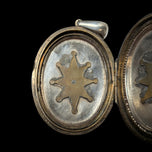 Victorian Sterling Silver Large Locket with Floral Scrollwork Etching & Beaded Edge