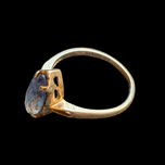 10K Yellow Gold Vintage Synthetic Blue Spinel Ring - Marquise Cut