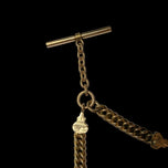 Antique Victorian Gold Fill Pocket Watch Chain & Double Sided Locket Fob: Yellow & Moss Agate