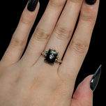 10K White and Yellow Gold, Onyx, and Diamond Signet Style Ring Size 6