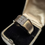 10K Yellow Gold 9 Diamond Brushed Cluster Band Size 11 3/4