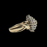 10K Yellow Gold Diamond Shaped Waterfall Cluster Ring Size 4.5