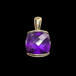 14K Yellow Gold Cushion Cut Amethyst Pendant