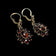 Gilt Silver / Gold Wash / Vermeil Bohemian Garnet Flower Cluster Drop Earrings Hinge Hoop
