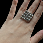 Sterling Silver Modernist 7 Band Stacker Statement Ring Size 7.5