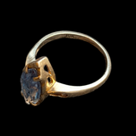 10K Yellow Gold Vintage Synthetic Blue Spinel Ring - Marquise Cut